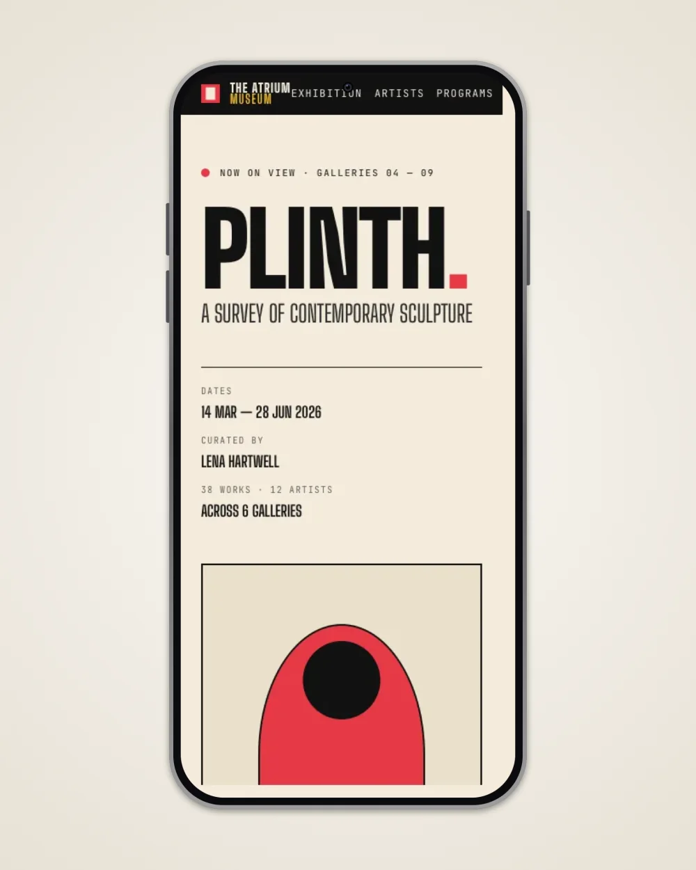 A mobile capture in a phone frame on a sand gradient, made in Plures